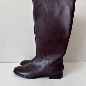 NEW Vince Margaret Dark Brown Leather Knee-High Wide Calf Leather Boots, Sz 10M